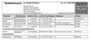 Medikationsplan mit Barcode